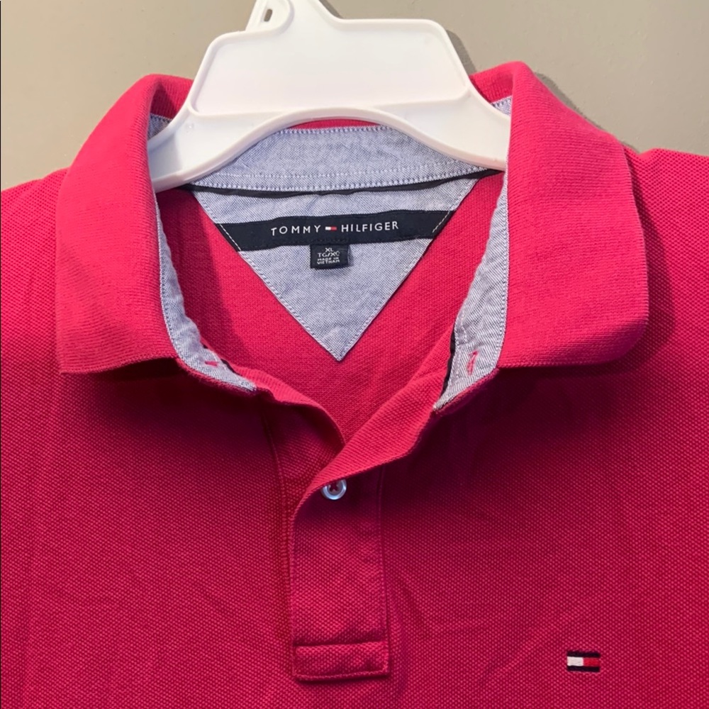 Tommy Hilfiger Pink Polo Shirt Classic Style Men’s XL - Picture 2 of 9